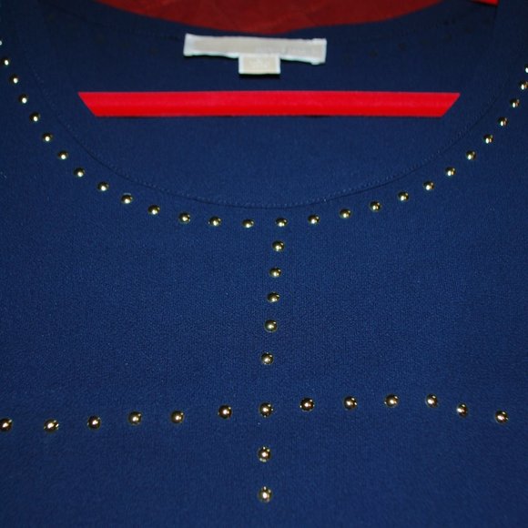 Michael Kors Silver Studded Navy Hi-low Top - L - Picture 5 of 12